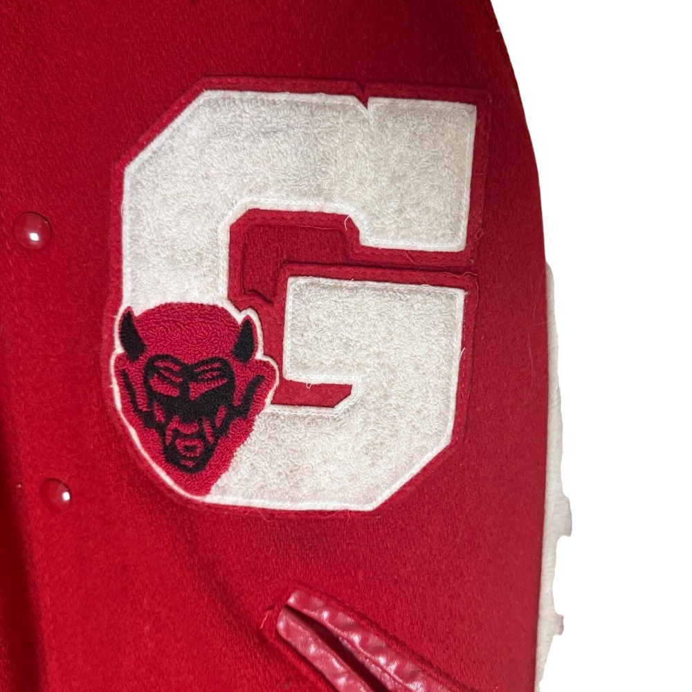 Vintage 1986 Letterman Varsity Jacket Wool & Leather Red Devil "Bobby" G - Picture 2 of 8